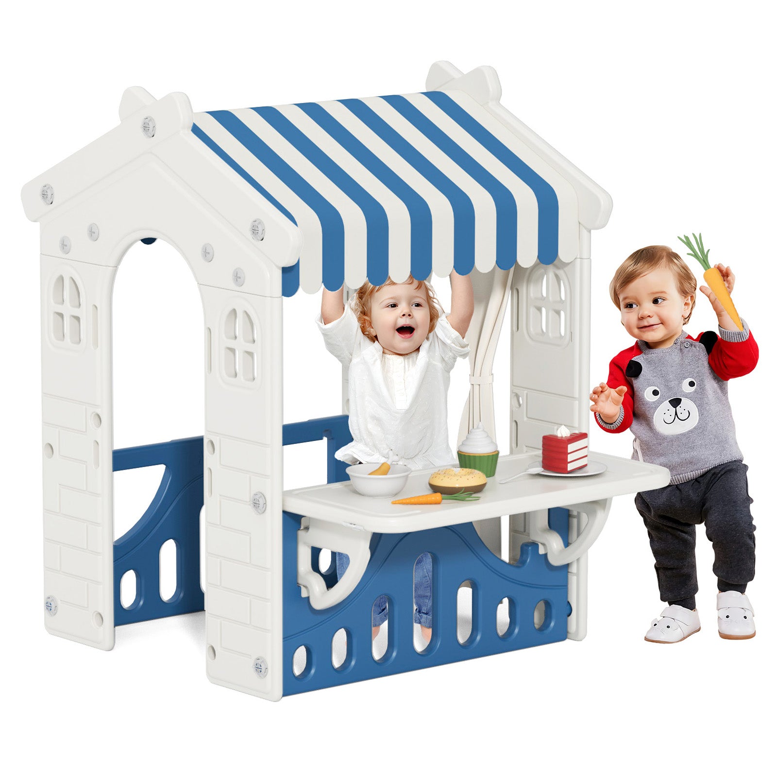 XJD Kids Cottage Playhouse, Toddler Indoor&Outdoor Playhouse, Blue