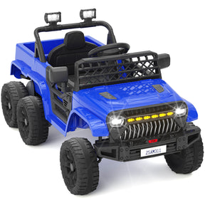 XJD 12V 7AH Ride On Truck Car with Remote Control, 6 Wheels, 2 Seats, Power Car for Kids, Blue