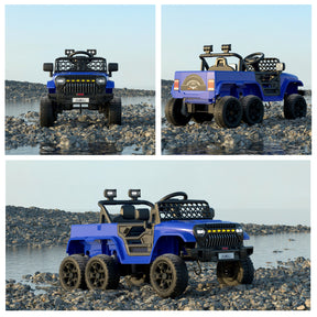 XJD 12V 7AH Ride On Truck Car with Remote Control, 6 Wheels, 2 Seats, Power Car for Kids, Blue