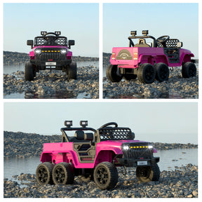 XJD 12V 7AH Ride On Truck Car with Remote Control, 6 Wheels, 2 Seats, Power Car for Kids, Pink