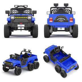 XJD 12V 7AH Ride On Truck Car with Remote Control, 6 Wheels, 2 Seats, Power Car for Kids, Blue