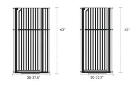 XJD Premium Metal Pet Gate for Babies: Adjustable Width 30-37.8", 63" High – Easy Install, Auto-Close Barrier for Home Safety, Black