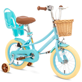 XJD Kids Bicycle for Toddlers and Children 3+ Years Old, 12 14 16 20 inch Bike for Girls and Boys, with Basket and Bell Training Wheels, Adjustable Seat Handlebar Height, Blue