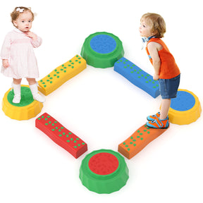 XJD Kids Indoor and Outdoor Balance Beam Balance Blocks, Montessori Toys, Multicolor (8pcs, 10pcs, and 17pcs)