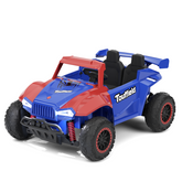XJD 12V/24V 7AH Ride On Car with Remote Control, 2WD/4WD Switchable, 2 Seats, Power Car for Kids, Blue&Red