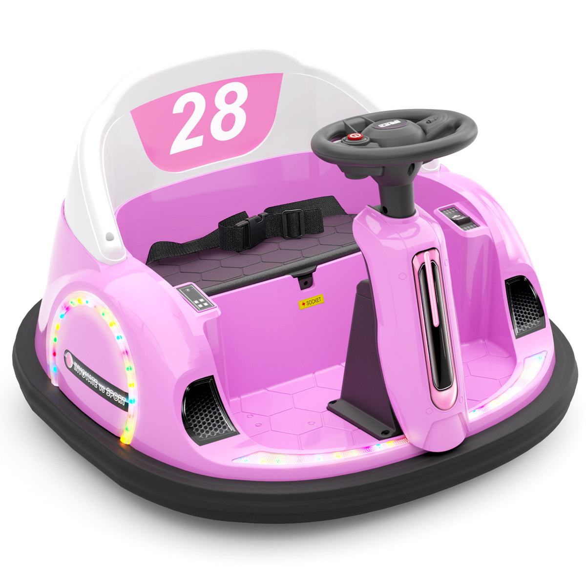 6V Electric Ride on Bumper Car Toys for Kids Toddlers 2-4 Years Old, 360° Spinning Bumping Toy Gifts Cars, Music Play, Lights, 0-2 mph, Pink