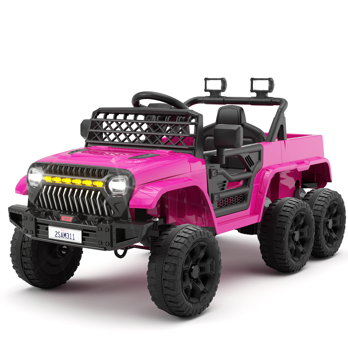 XJD 12V 7AH Ride On Truck Car with Remote Control, 6 Wheels, 2 Seats, Power Car for Kids