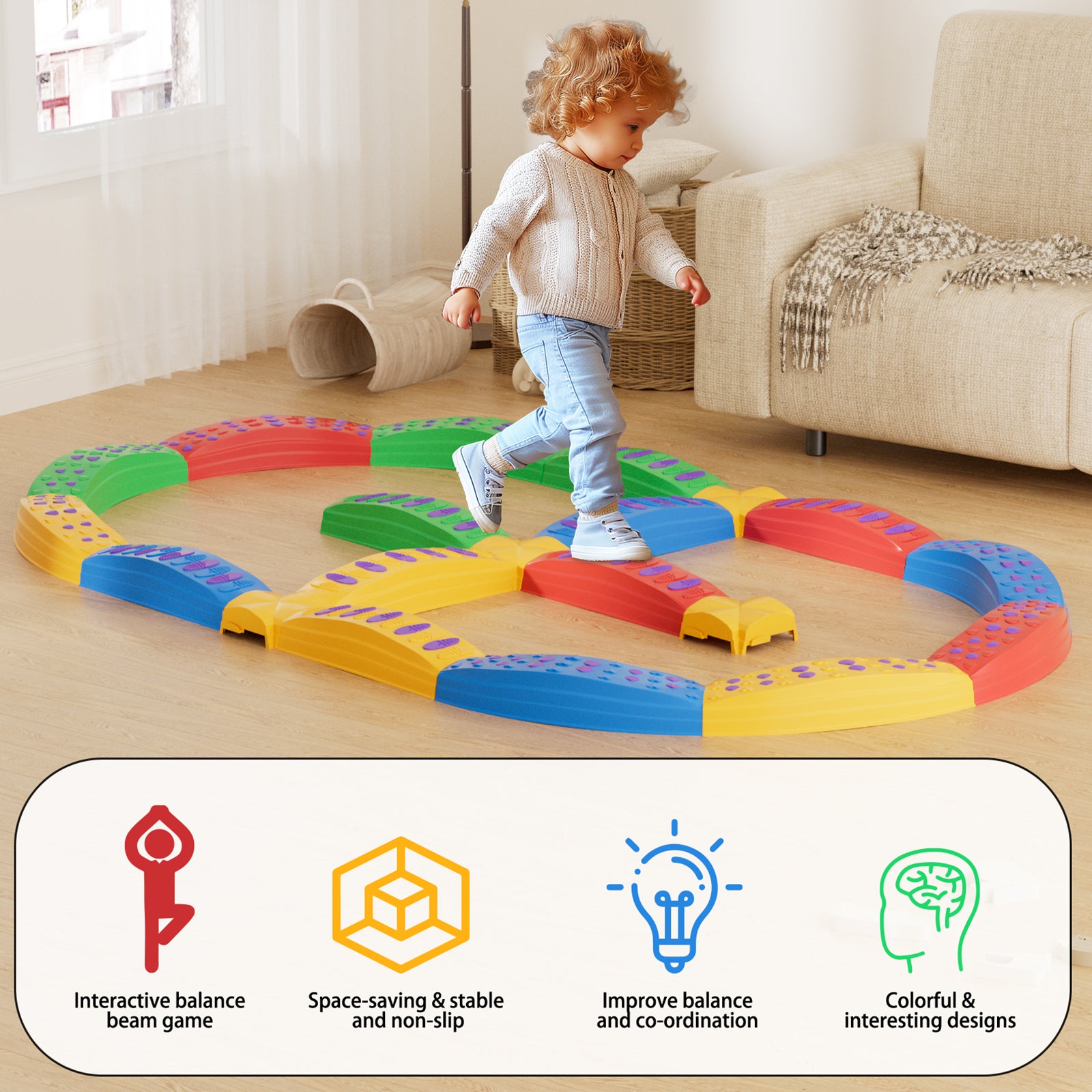 XJD Kids Indoor and Outdoor Stepping Stones for Kids (8-pieces, 12 pieces, and 20 pieces)