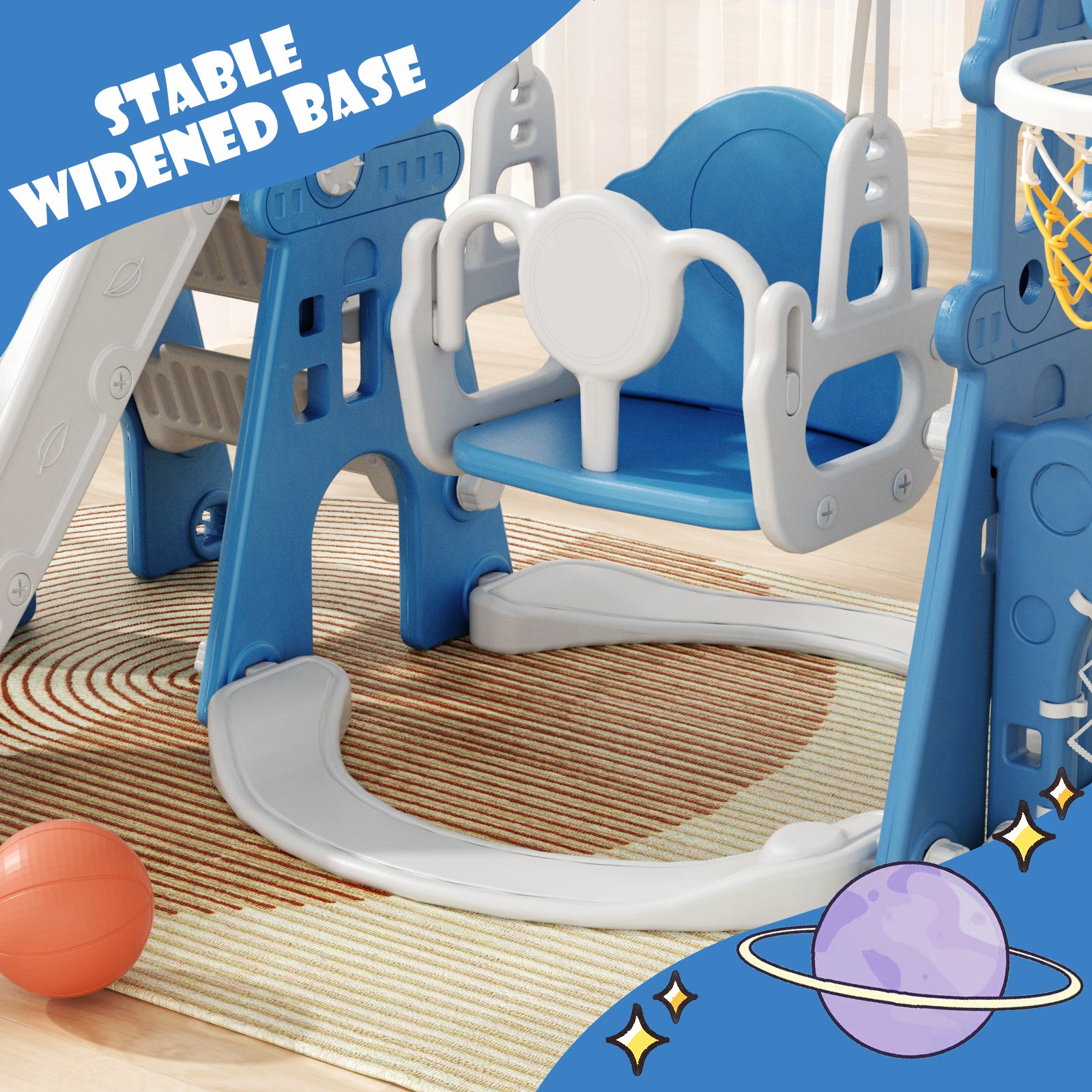 XJD 5-in-1 Toddler Slide and Swing Set Blue In Stock USA