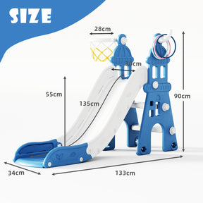 XJD Indoor and Outdoor Plastic Freestanding Single Slide Blue