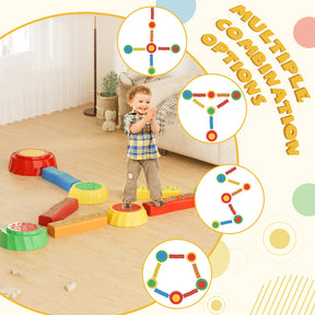 XJD Kids Indoor and Outdoor Balance Beam Balance Blocks, Montessori Toys, Multicolor (8pcs, 10pcs, and 17pcs)