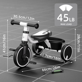 XJD Toddler Training  Balance Bike - No Pedal Bicycle for Kids Ages 1.5+, White