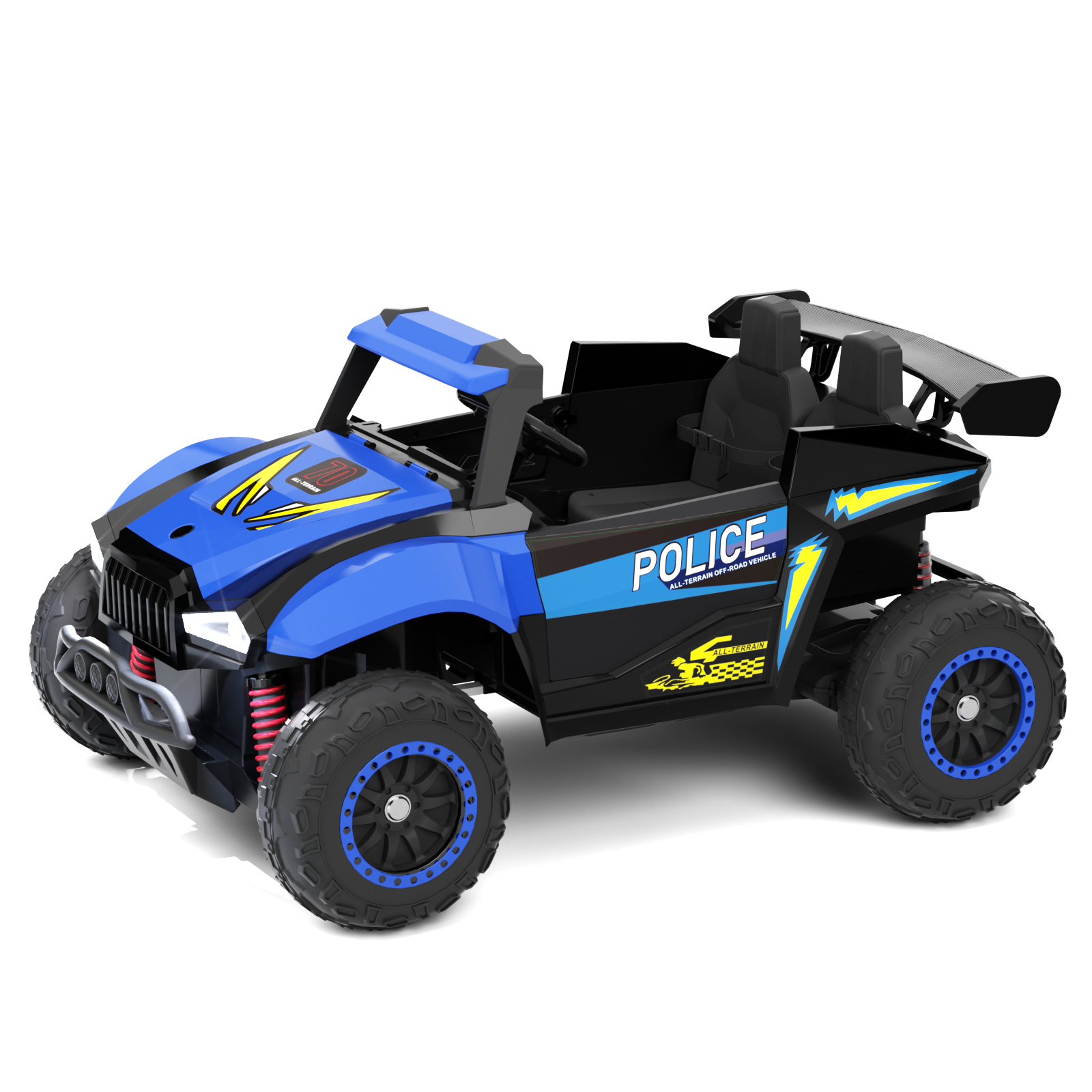 XJD 12V/24V 7AH Ride On Car with Remote Control, 2WD/4WD Switchable, 2 Seats, Power Car for Kids, Blue&Green