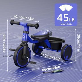 XJD Toddler Training  Balance Bike - No Pedal Bicycle for Kids Ages 1.5+, Blue