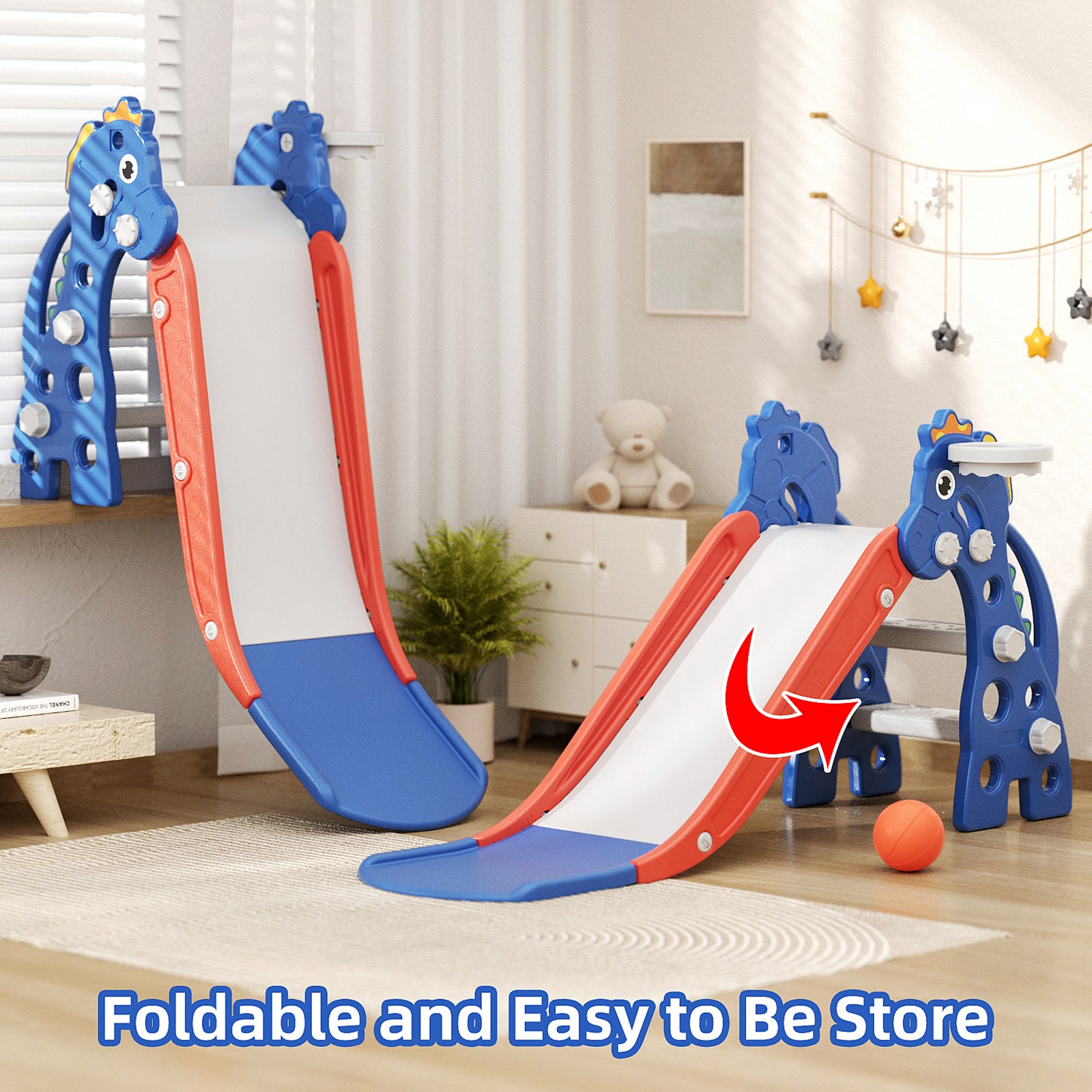 67i 3 in 1 Foldable Slide Set for Toddlers Age 1-3 Blue