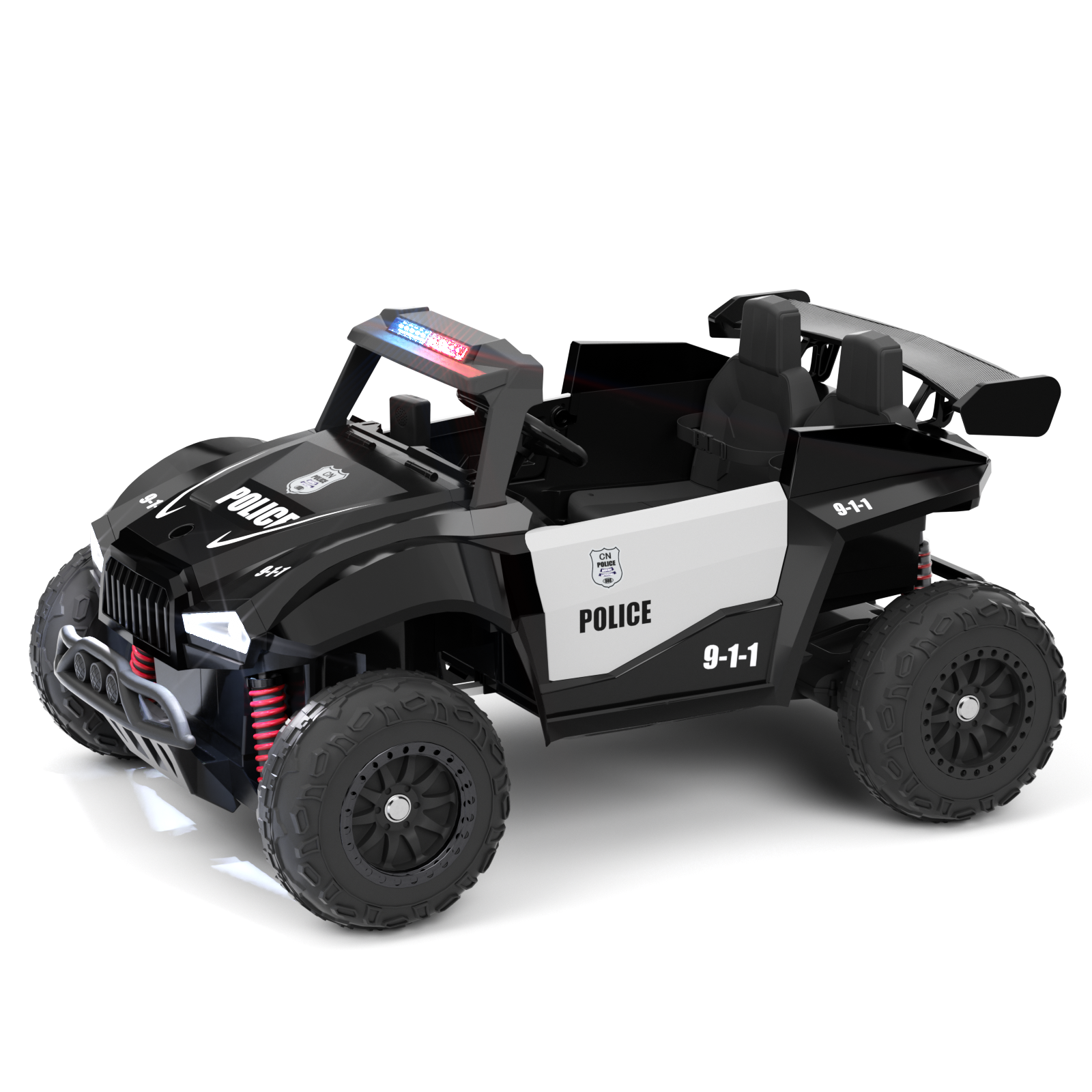XJD 12V/24V 7AH Ride On Car with Remote Control, 2WD/4WD Switchable, 2 Seats, Power Car for Kids, Black&White