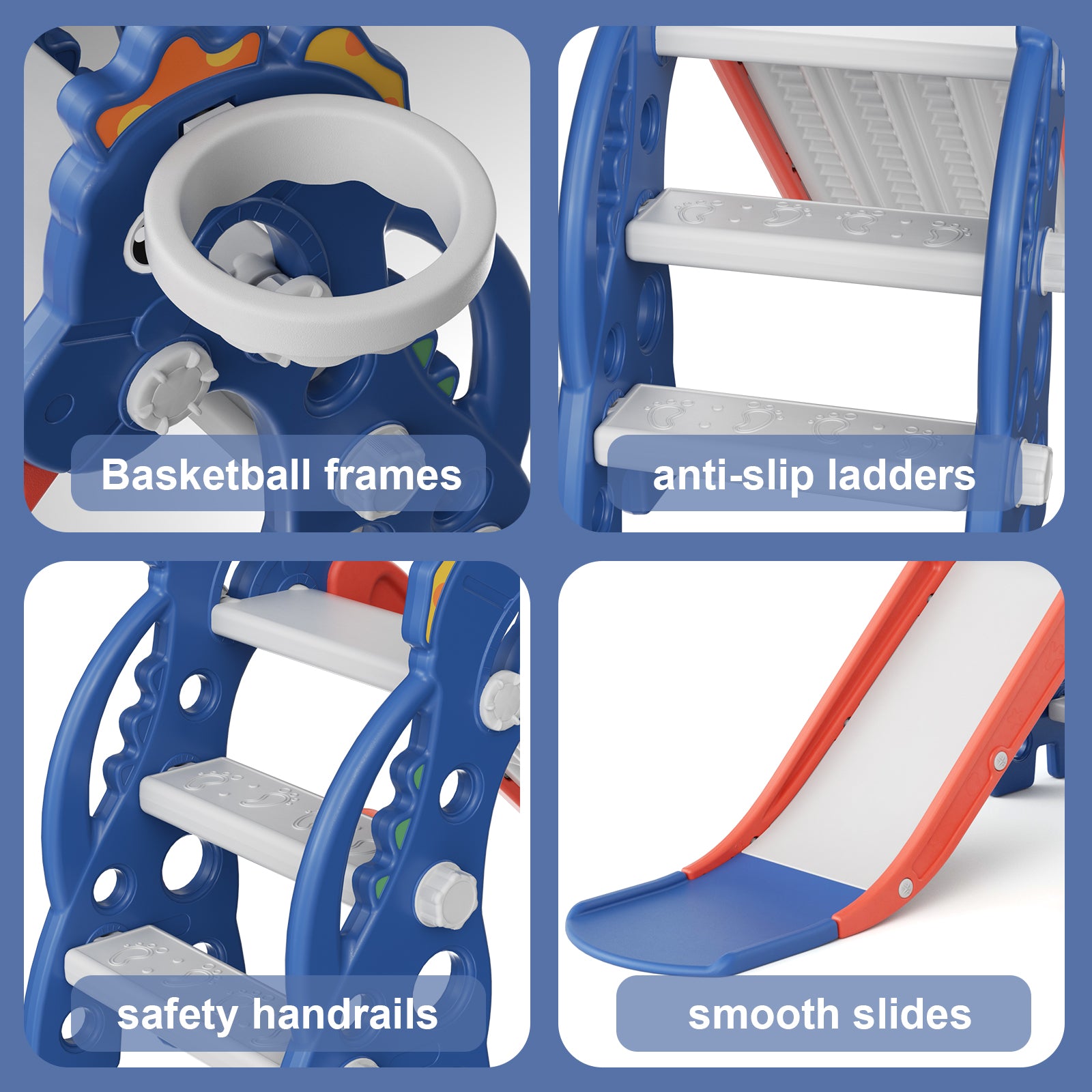 67i 3 in 1 Foldable Slide Set for Toddlers Age 1-3 Blue