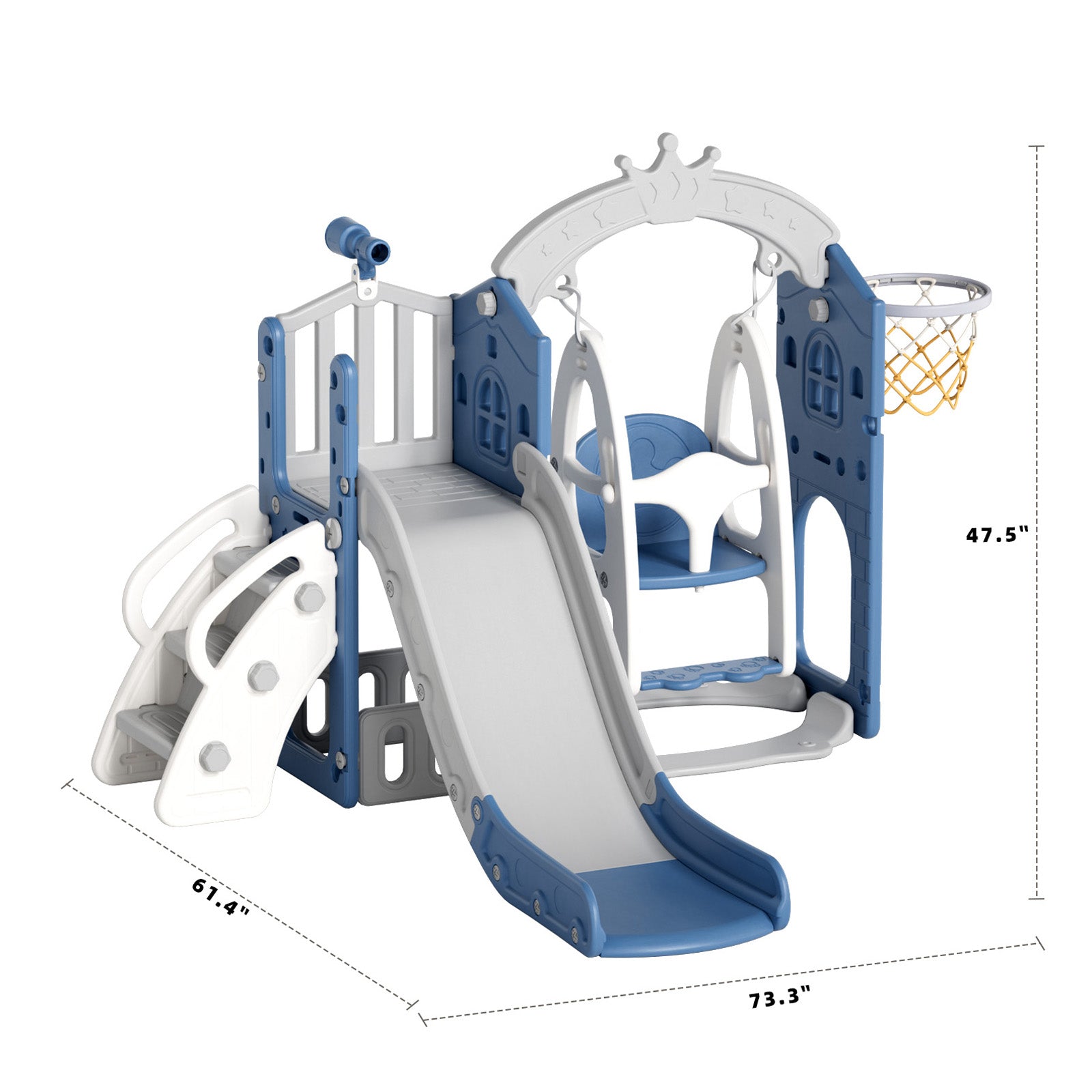 XJD 6 in 1 Toddler Slide Set Indoor Outdoor Plastic Freestanding Slide, Blue&Gray