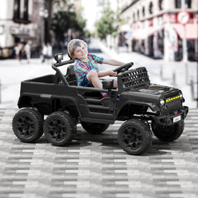 XJD 12V 7AH Ride On Truck Car with Remote Control, 6 Wheels, 2 Seats, Power Car for Kids, Black