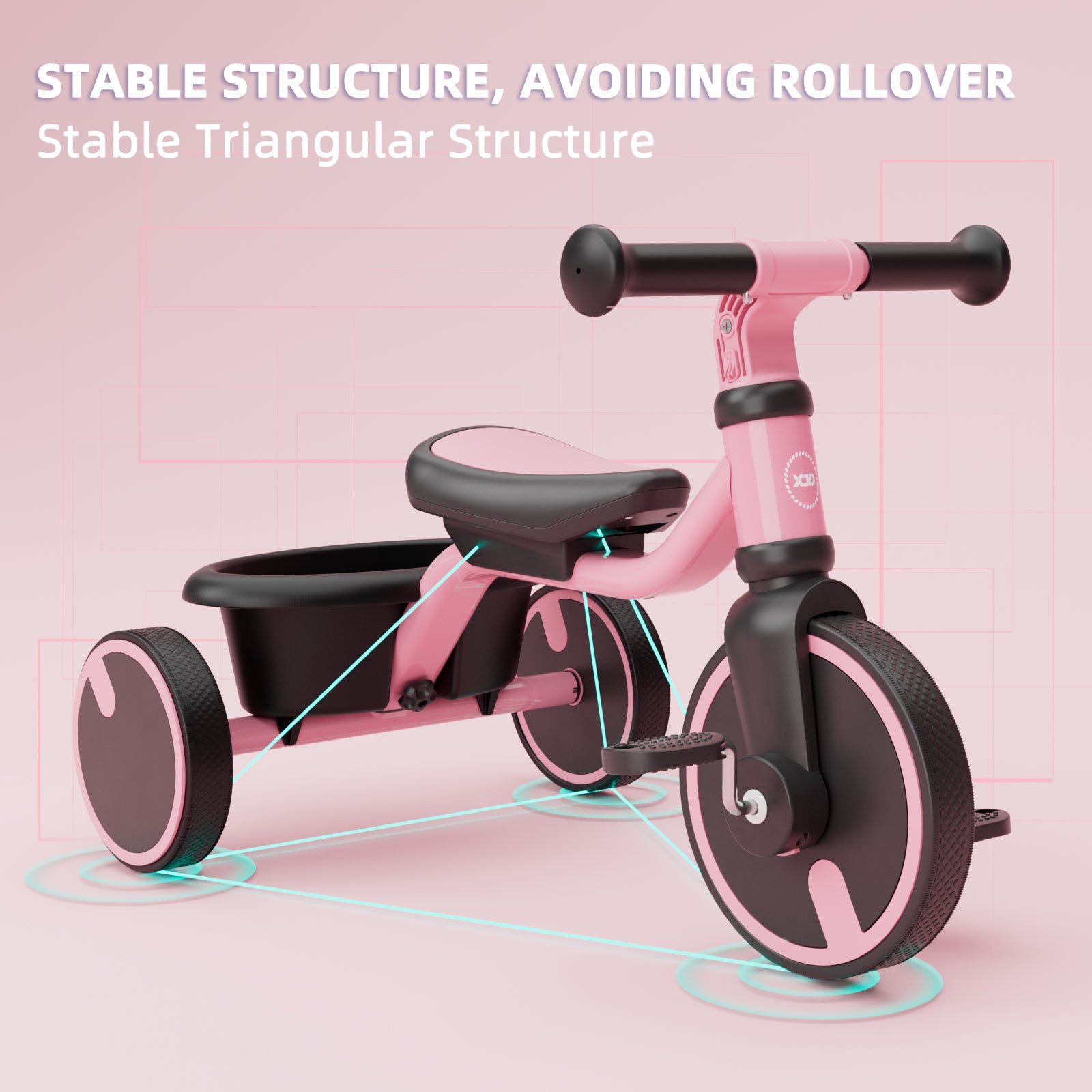 XJD Toddler Training  Balance Bike - No Pedal Bicycle for Kids Ages 1.5+, Pink