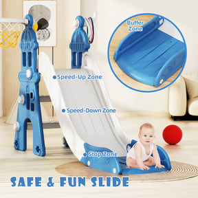XJD Indoor and Outdoor Plastic Freestanding Single Slide Blue