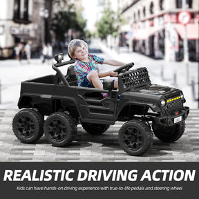 XJD 12V 7AH Ride On Truck Car with Remote Control, 6 Wheels, 2 Seats, Power Car for Kids, Black