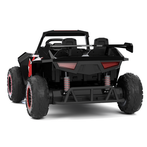 XJD 24V 7AH Ride On Car with Remote Control, 4WD Switchable, 2 Seats, Power Car for Kids, Black&Red