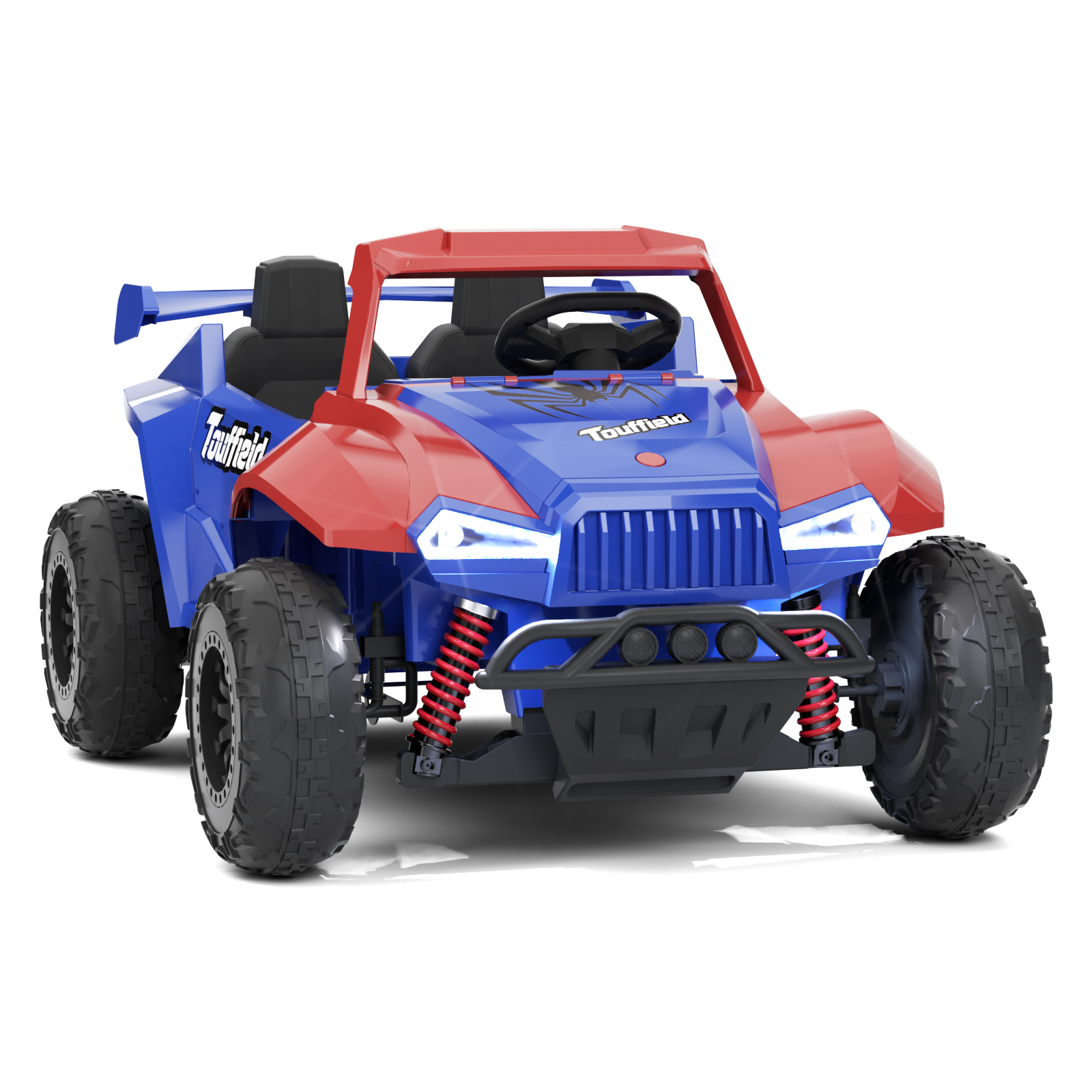XJD 12V/24V 7AH Ride On Car with Remote Control, 2WD/4WD Switchable, 2 Seats, Power Car for Kids, Blue&Red