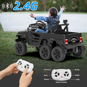 XJD 12V 7AH Ride On Truck Car with Remote Control, 6 Wheels, 2 Seats, Power Car for Kids, Black