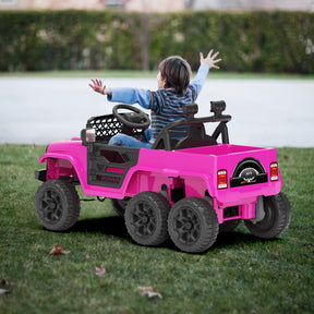 XJD 12V 7AH Ride On Truck Car with Remote Control, 6 Wheels, 2 Seats, Power Car for Kids, Pink