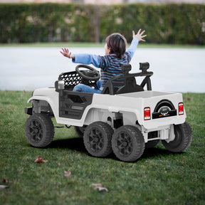 XJD 12V 7AH Ride On Truck Car with Remote Control, 6 Wheels, 2 Seats, Power Car for Kids, White