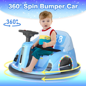 6V Electric Ride on Bumper Car Toys for Kids Toddlers 2-4 Years Old, 360° Spinning Bumping Toy Gifts Cars, Music Play, Lights, 0-2 mph, Blue