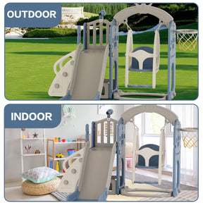 XJD 6 in 1 Toddler Slide Set Indoor Outdoor Plastic Freestanding Slide, Beige/Coffee