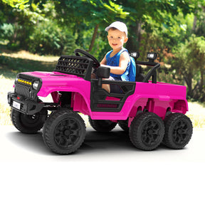 XJD 12V 7AH Ride On Truck Car with Remote Control, 6 Wheels, 2 Seats, Power Car for Kids, Pink