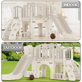 XJD 8 in 1 Toddler Slide Set Indoor Outdoor Plastic Freestanding Slide, Gray(Grey)