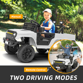 XJD 12V 7AH Ride On Truck Car with Remote Control, 6 Wheels, 2 Seats, Power Car for Kids, White