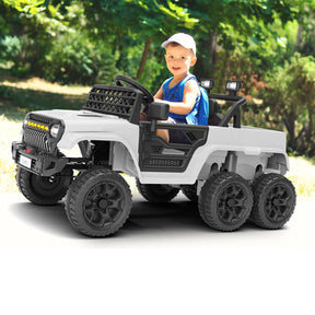 XJD 12V 7AH Ride On Truck Car with Remote Control, 6 Wheels, 2 Seats, Power Car for Kids, White