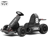 XJD 12V/24V Electric Drifting Go Kart for Kids Battery Powered Driving Car Toy with Remote Control/Cool Lights/Bluetooth Music, Black