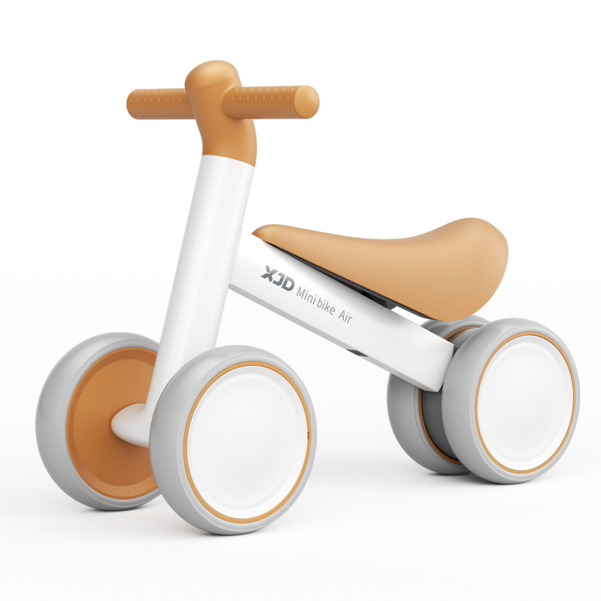 XJD Baby Balance Bike, 4 Wheels for Toddlers as A Birthday Gift - White Brown