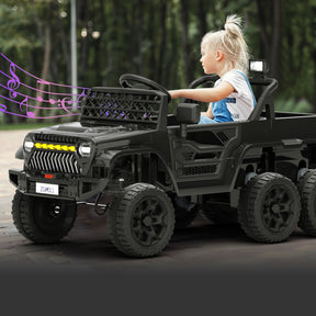 XJD 12V 7AH Ride On Truck Car with Remote Control, 6 Wheels, 2 Seats, Power Car for Kids, Black