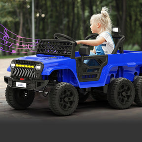 XJD 12V 7AH Ride On Truck Car with Remote Control, 6 Wheels, 2 Seats, Power Car for Kids, Blue