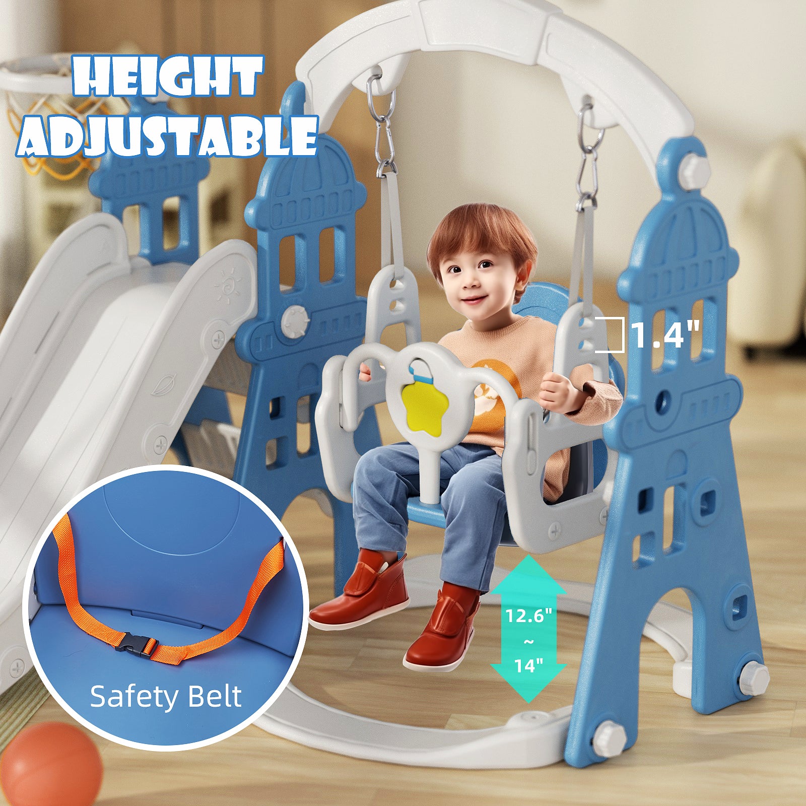 XJD 4-in-1 Toddler Slide and Swing Set