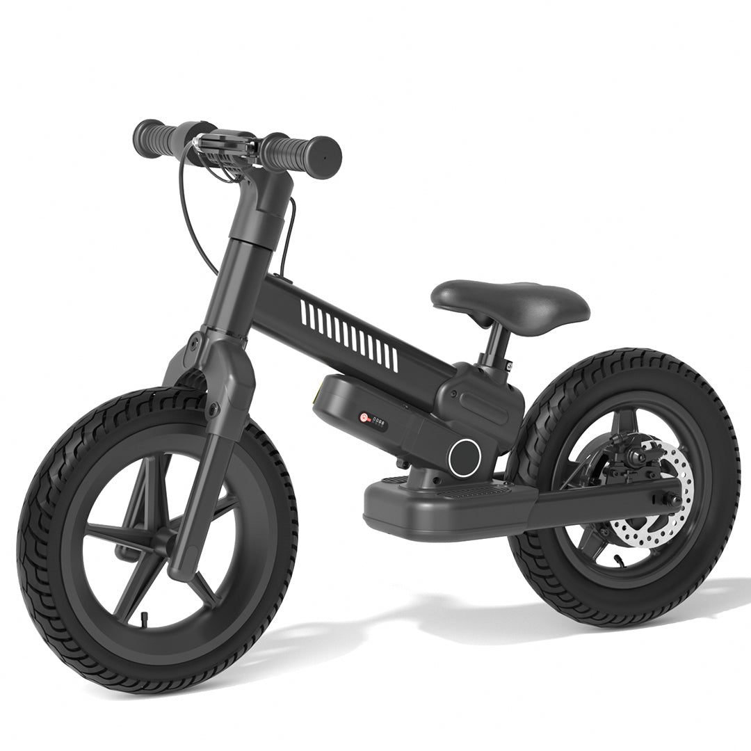 XJD 24V 150W Kids Electric Balance Bike, Ages 3-5, 12" Inflatable Tire, Adjustable Seat, Black