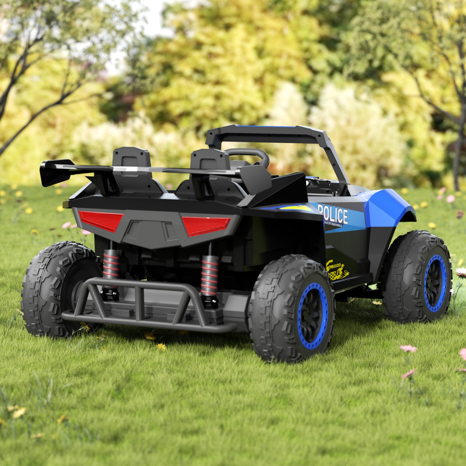 XJD 12V/24V 7AH Ride On Car with Remote Control, 2WD/4WD Switchable, 2 Seats, Power Car for Kids, Blue&Green