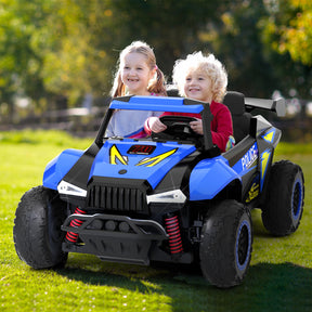 XJD 12V/24V 7AH Ride On Car with Remote Control, 2WD/4WD Switchable, 2 Seats, Power Car for Kids, Blue&Green