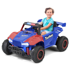 XJD 12V/24V 7AH Ride On Car with Remote Control, 2WD/4WD Switchable, 2 Seats, Power Car for Kids, Blue&Red