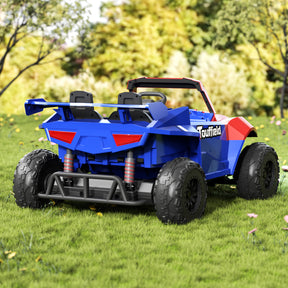 XJD 12V/24V 7AH Ride On Car with Remote Control, 2WD/4WD Switchable, 2 Seats, Power Car for Kids, Blue&Red