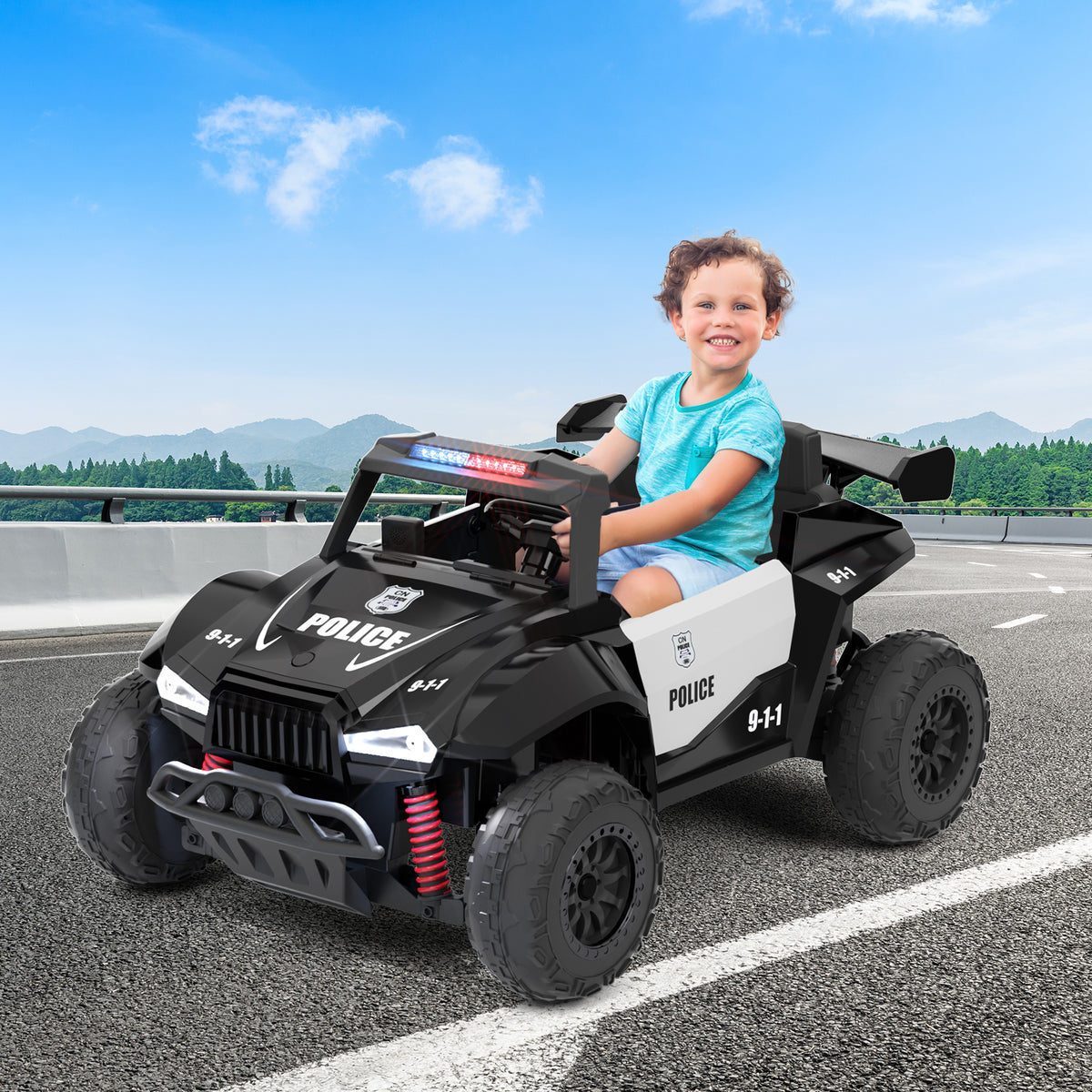 Pre-Sale! XJD 12V/24V 7AH Ride On Car with Remote Control, 2WD/4WD Switchable, 2 Seats, Power Car for Kids, Black&White