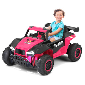 XJD 12V/24V 7AH Ride On Car with Remote Control, 2WD/4WD Switchable, 2 Seats, Power Car for Kids, Black&Pink