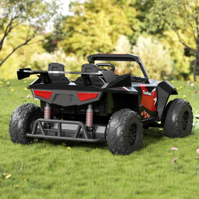 XJD 24V 7AH Ride On Car with Remote Control, 4WD Switchable, 2 Seats, Power Car for Kids, Black&Red